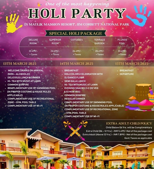 Maulik Mansion Resort Holi Package